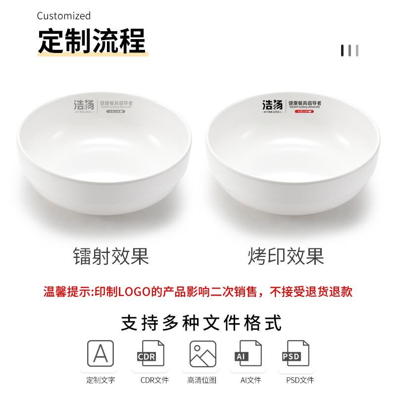 密胺碗白色仿瓷快餐汤碗粥碗米饭碗韩式餐具塑料碗商用大号拉面碗