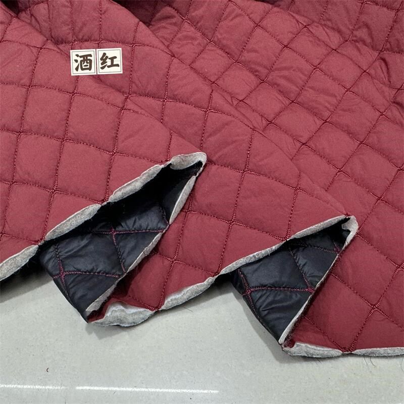 羊驼毛绒絮片夹层棉服布料菱形绗缝保暖柔软秋冬马甲棉袄服装面料