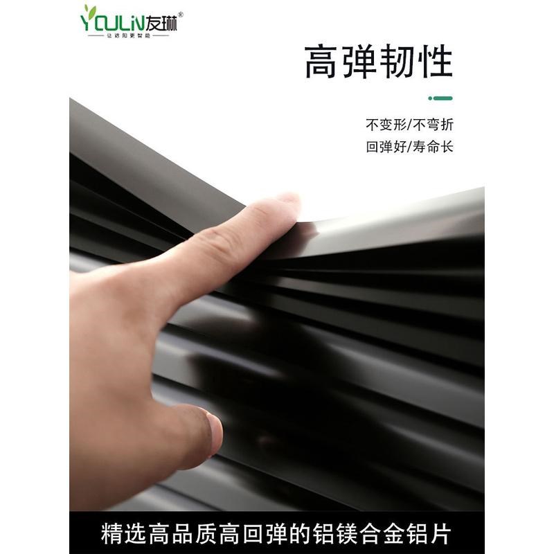 Q683黑色铝百叶窗帘免打孔卫生间浴室厕所窗户防水遮挡升降卷拉帘