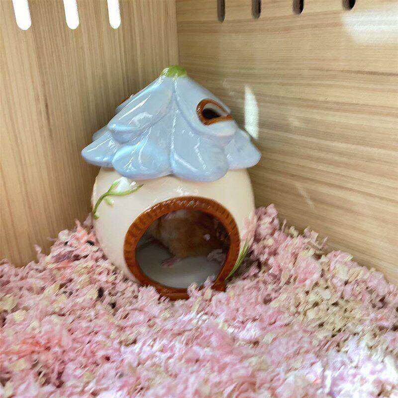 蓝避色森林陶窝瓷仓鼠金丝新熊蜜袋8fllfAV9鼯躲屋开盖透气小宠睡