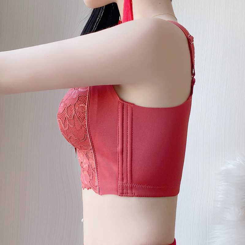 红色内衣女套装结婚新娘本命v年兔年内裤大胸显小大尺码厉薄款文