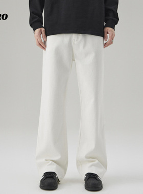 xxbro男装#秋冬新款美式黑色高街牛仔裤男百搭微喇弹力男女基础款