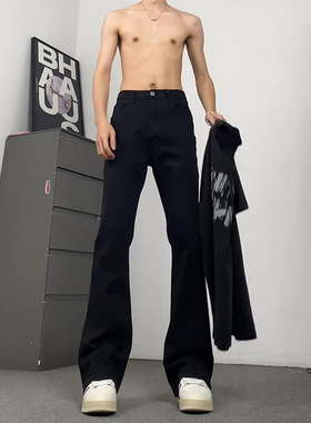 白色微喇牛仔裤男款夏季百搭痞帅高级感裤子显瘦显腿长休闲弯刀裤