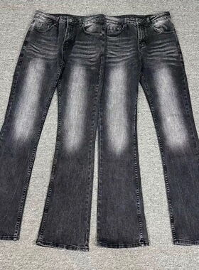 DC+美式高街cleanfit重磅vtg水洗黑灰517质感微喇弹力牛仔裤男潮