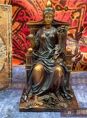 居家摆件 办公室玄关装饰品 树脂雕像 财富女神