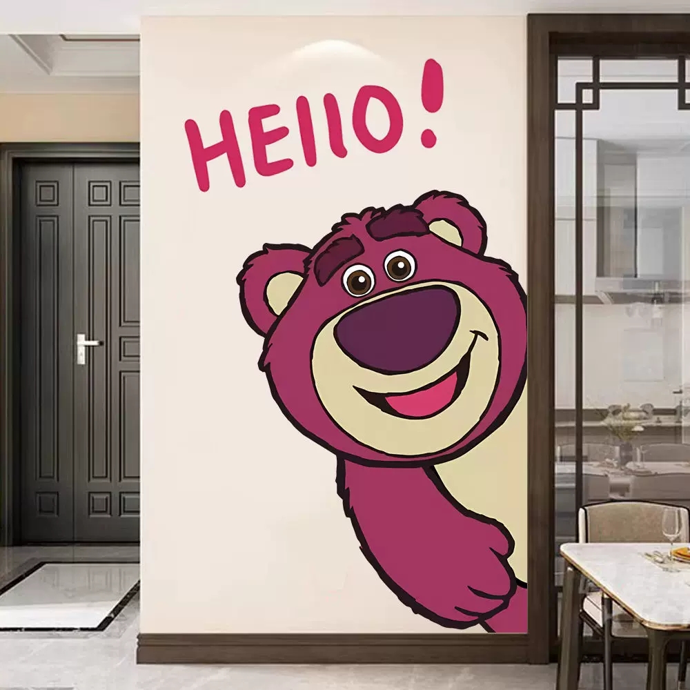 草莓熊卡通门贴儿童房间布