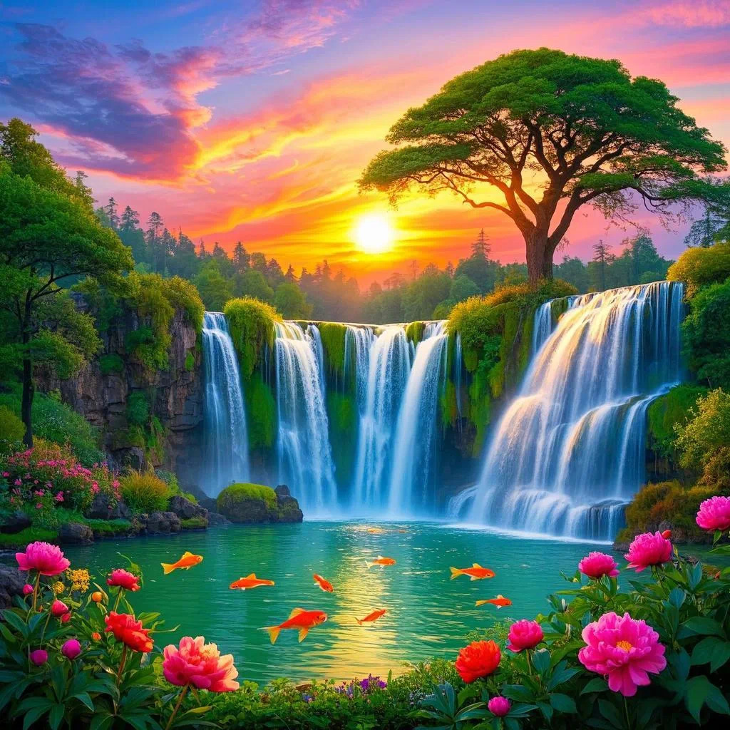 风景贴画方形不透明纸墙面