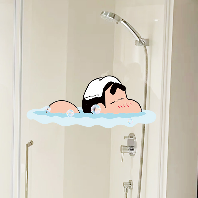 蜡笔小新卡通浴室专用贴纸