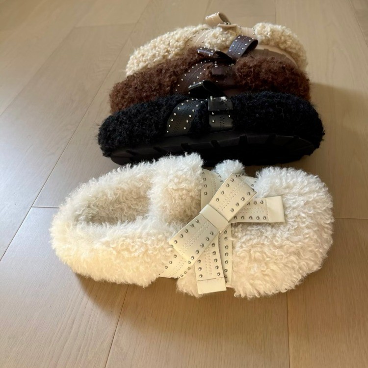 复古厚底拖鞋加绒棉鞋秋冬设计感