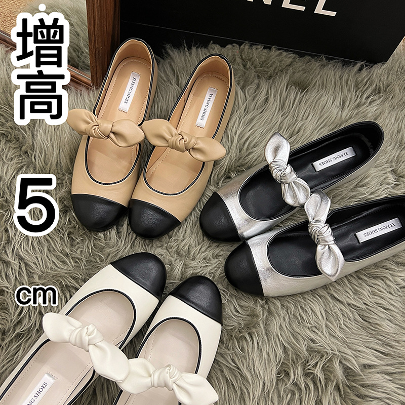 小香风平底内增高单鞋女2025春秋