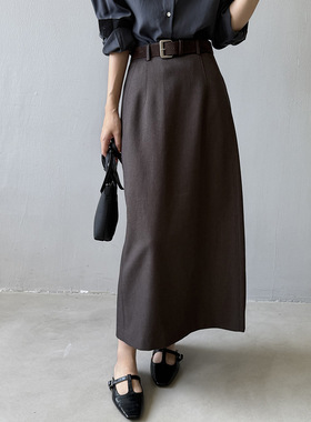 韩系加厚半身裙女 秋季气质高腰修身直筒裙字裙长裙82589