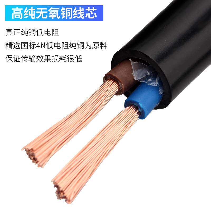 国标护套电缆线ZCRVV2芯二0.75/1.0 1.5 2.5平方4铜芯电源线户外