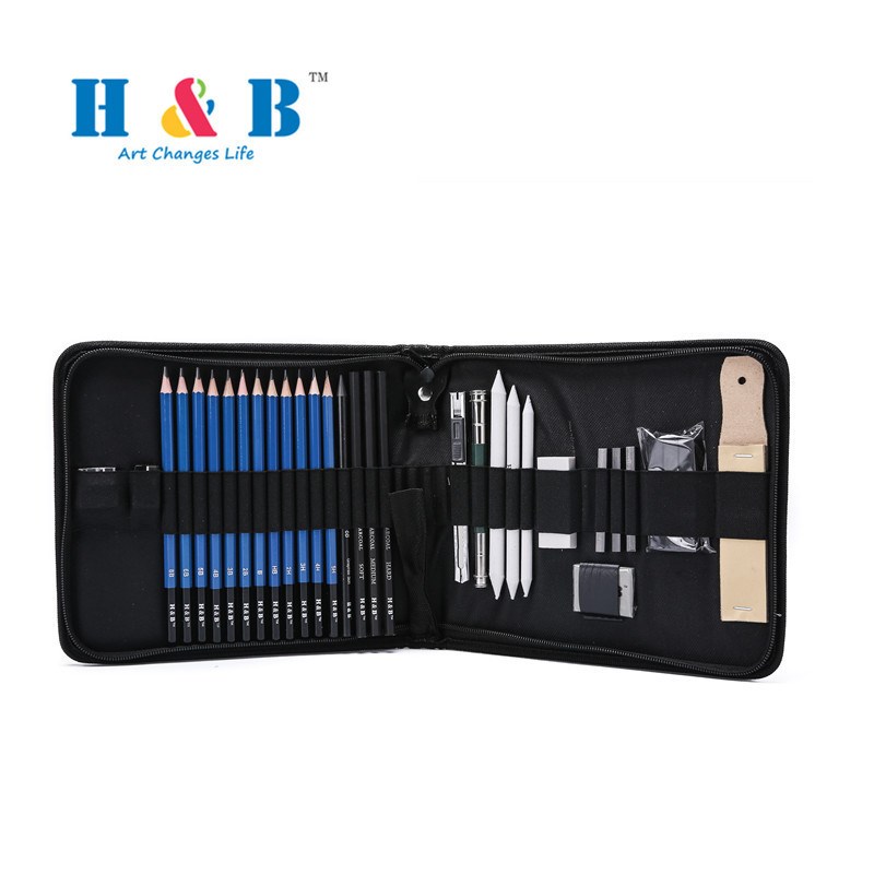 H&B32件绘j画铅笔套装 素描工具包美术文具用品 爆款