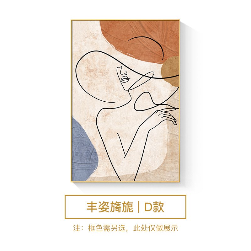 现代简约客厅装饰l画抽象艺术线条沙发背景落地画人物入户玄关挂图片