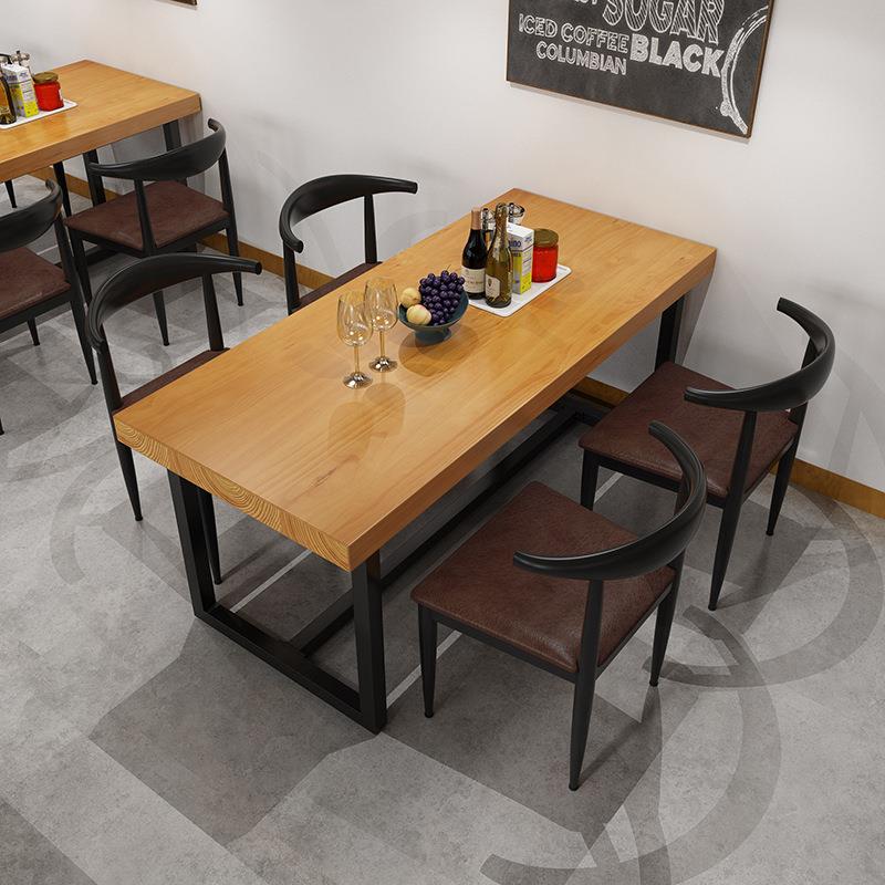 现代实木烧烤火锅店餐厅桌椅组合咖啡厅奶茶店休闲桌子多人餐桌椅