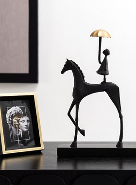 创意铸铁金属马摆件家居客厅轻奢装饰品电视柜酒柜摆件