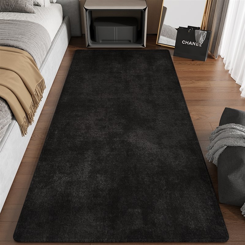 卧室床边毯黑色客厅地毯高级感沙发茶几垫子长条防滑地垫脚垫免洗