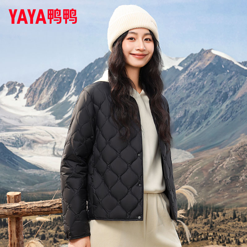 鸭鸭轻薄羽绒服女款短款保暖