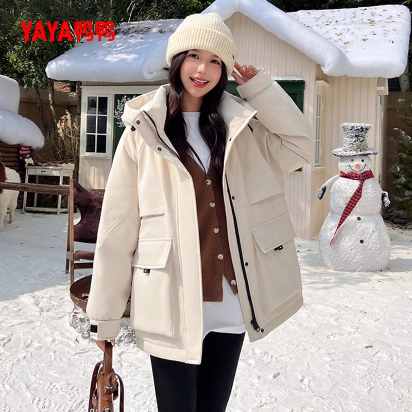 鸭鸭羽绒服女款2025冬季新品