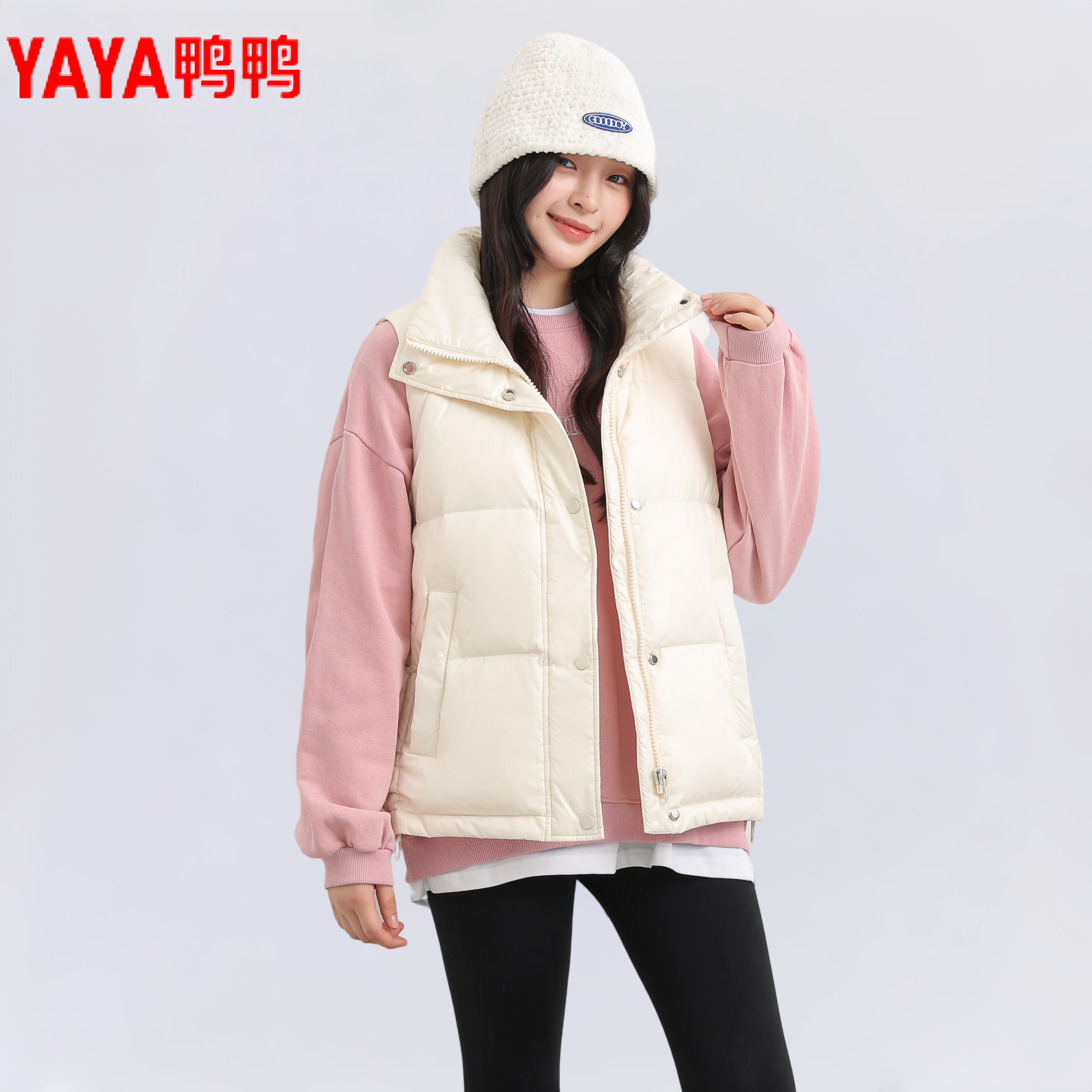 鸭鸭轻薄羽绒服马甲女短款秋冬季