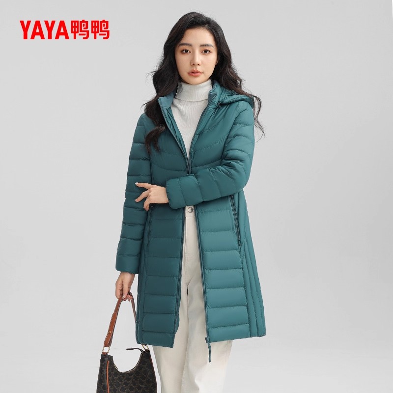 鸭鸭2025冬季轻薄中长款羽绒服