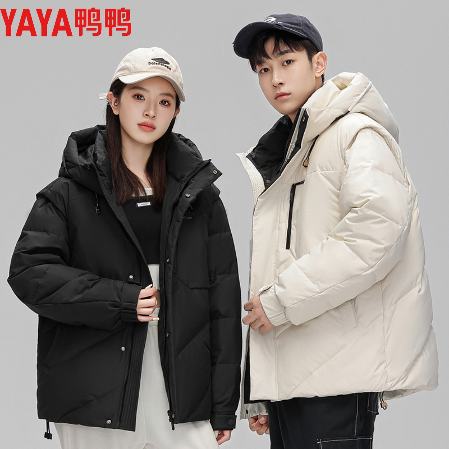 鸭鸭情侣款短款羽绒服