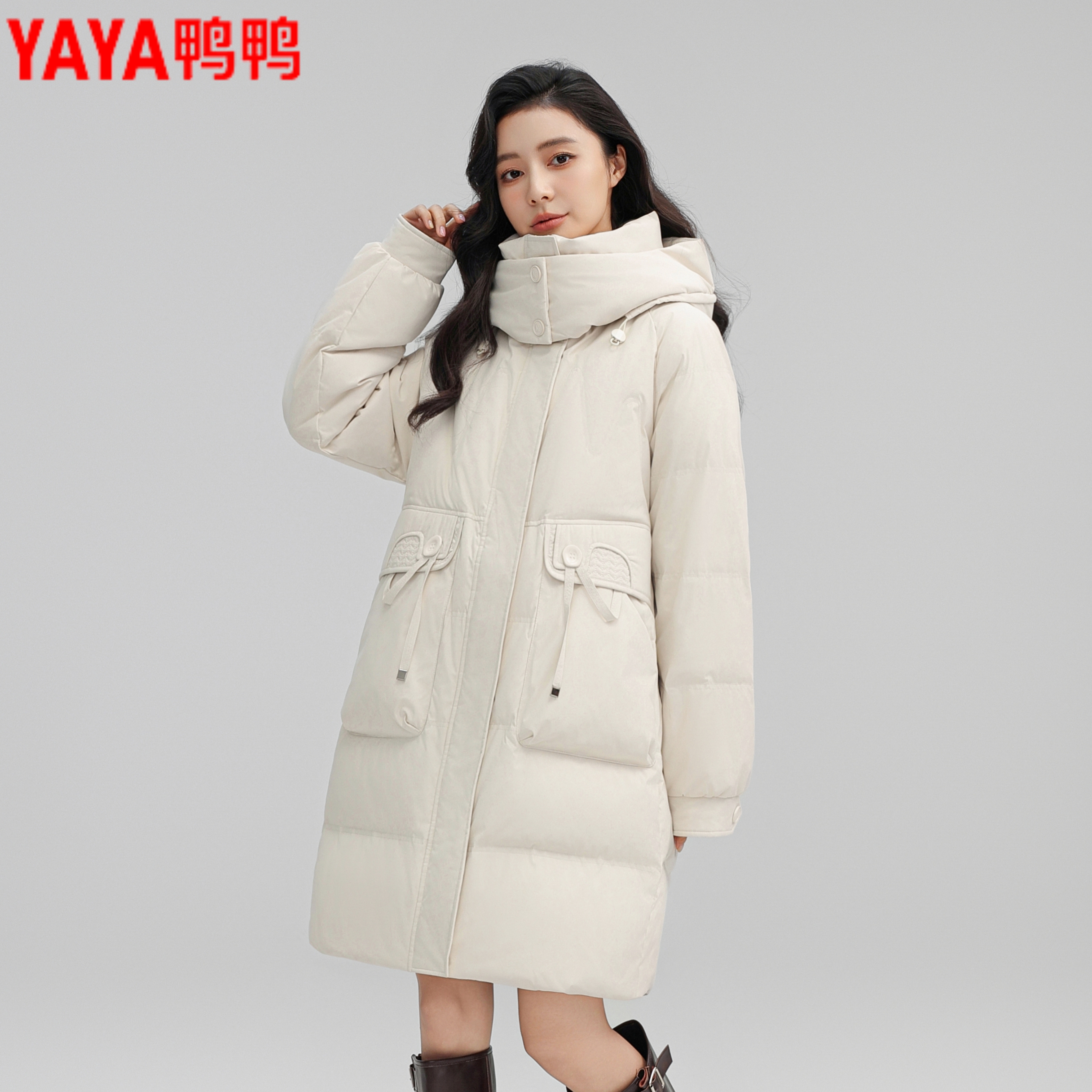 鸭鸭中长款女士羽绒服冬季新款