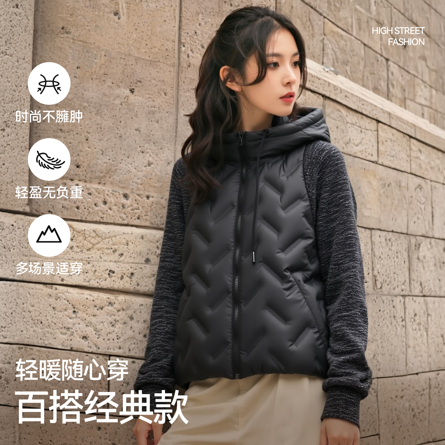 鸭鸭新款轻薄连帽宽松羽绒外套