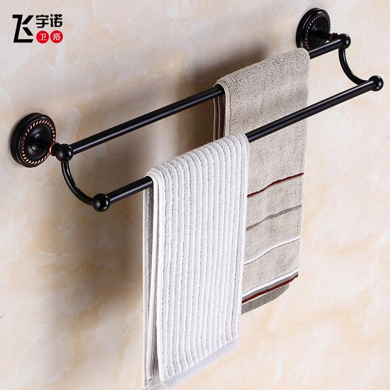 全铜浴巾b架黑色浴室淋浴房五金套件欧式毛巾架套装置物架卫浴挂
