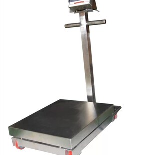 电子台秤磅秤500kg带轮子1吨大台面可移动地磅工业不锈钢防水台称