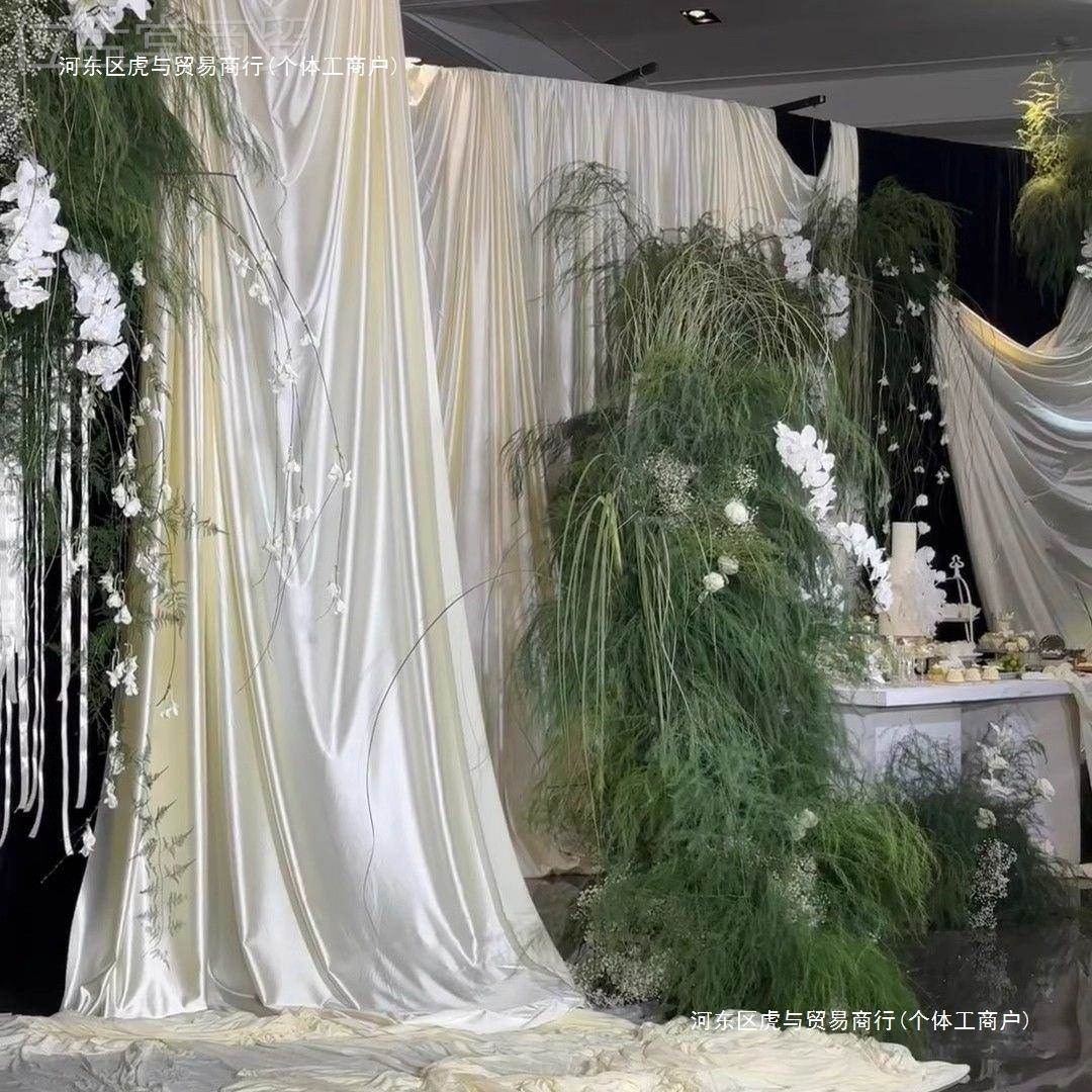 米色奶色香槟油绸缎丝滑亮光缎面布派料婚背JOB景布节庆日对背景