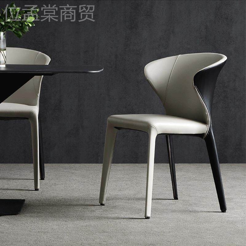 意式极简轻奢SP-HC060餐椅双色制设计师定棉椅子酒店咖皮洽啡厅型