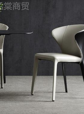 意式极简轻奢SP-HC060餐椅双色制设计师定棉椅子酒店咖皮洽啡厅型