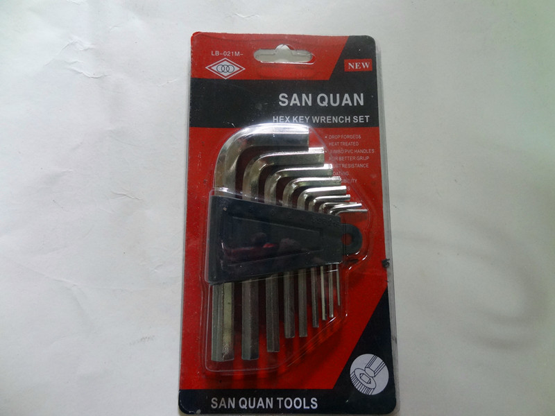 9pc 9件套公制短内六角六角扳手内六角匙六角棒白色平头