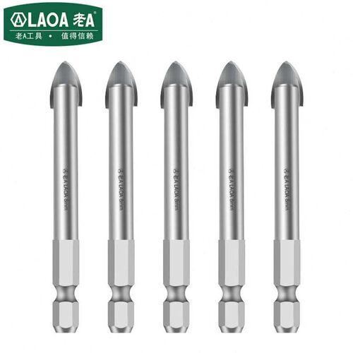 老A(LAOA)六角柄陶瓷钻头8mm玻璃开孔器瓷砖钻孔器10支装LA1112