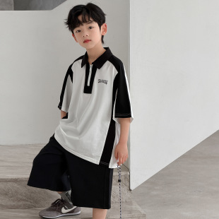 男童夏装套装2026新款中大儿童夏季薄POLO衫短袖衣服男孩夏款潮牌