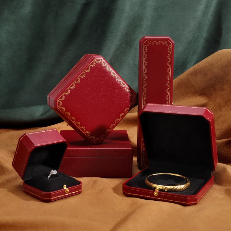 高档珠宝首饰包装盒八角卡扣戒指盒对戒盒耳饰吊坠盒手镯饰品礼盒
