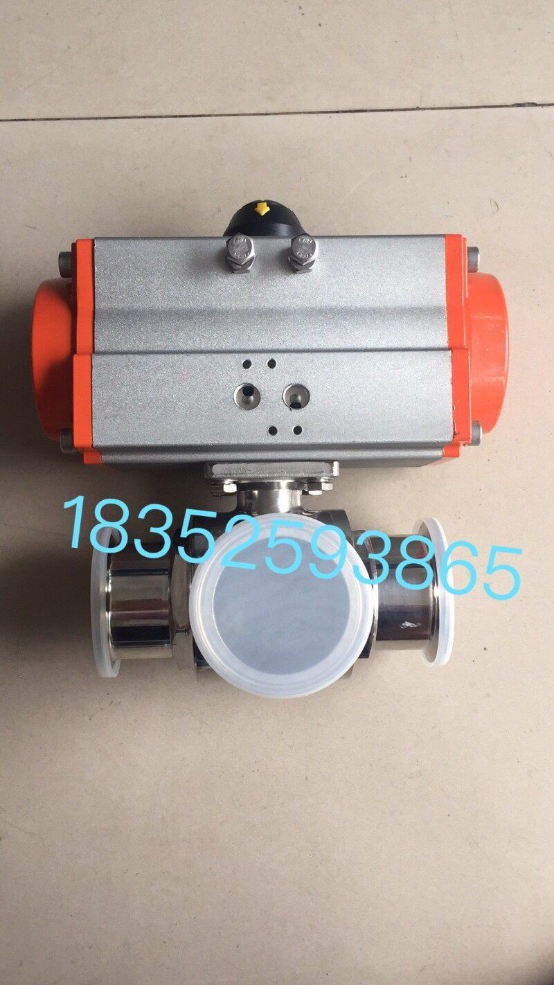 Q684/5F食品卫生级304不锈钢L/T型卡箍快装式气动三通球阀19-89