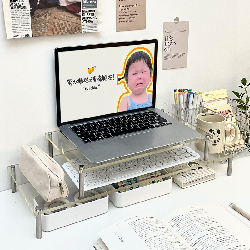 透明压克力电脑增高架宿舍神器工位桌面台式显示器笔记本置物架子