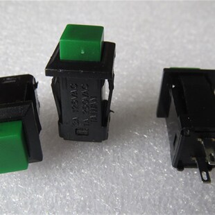 DS429进口台湾产方形自锁开 关 关2脚绿色按键带锁电源开