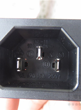 进口M1908-B纯铜镀镍电木AC带孔电源插座3脚15A250V品字形INL-11