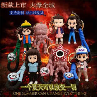 跨境新款怪奇物语手办钥匙扣食人花Eleven达斯丁Eddie公仔挂件手办