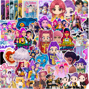 55/300张KPop Demon Hunters贴纸K-Pop 猎魔女团贴纸手机手账本滑板行李箱跨境DIY贴纸批发