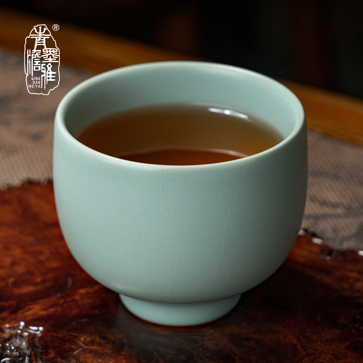 青澹墨雅汝窑茶杯主人杯单杯