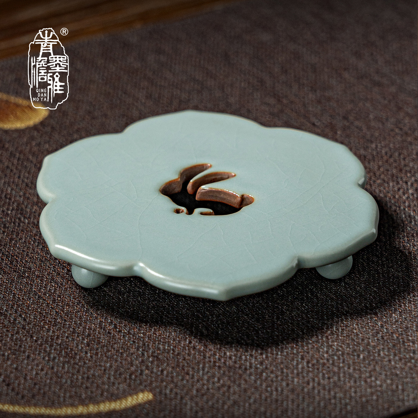 青澹墨雅汝窑壶托陶瓷手工茶壶垫