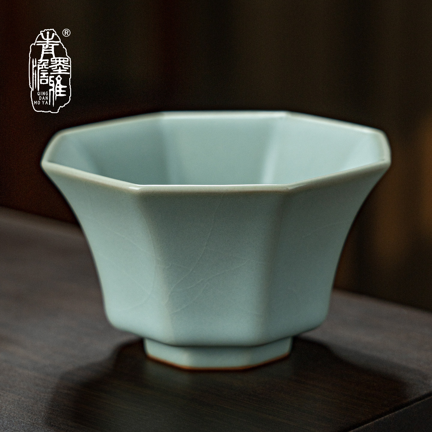 汝窑茶杯八方杯主人杯汝瓷品茗杯单杯复古茶盏景德镇陶瓷开片青瓷图片