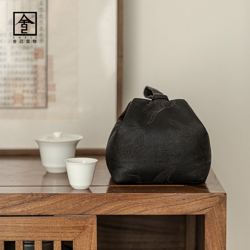 旅行茶具收纳包加厚缎面一字手腕布袋I手工便携布包功夫手提茶袋
