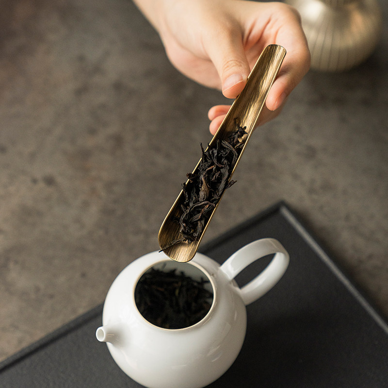 手工纯铜小茶匙分茶勺茶铲取茶器功夫茶具配件家用茶道用具零配