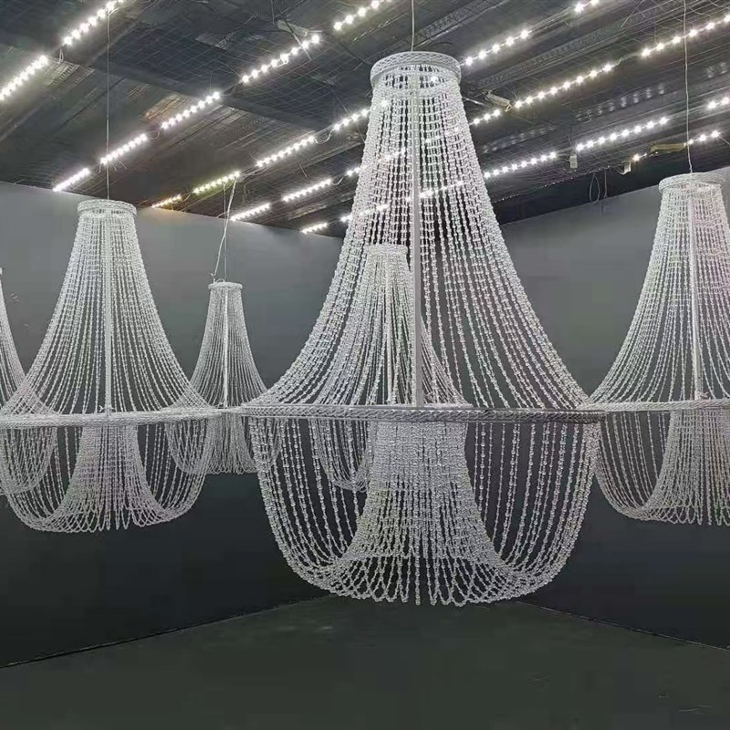 新款仿水晶压克力珠帘婚庆路引婚礼悬吊式天花板挂件道具水晶梦装