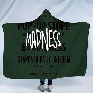 男生宿舍连帽双层保暖盖毯披肩居家沙发懒人毯寝室办公午睡斗篷